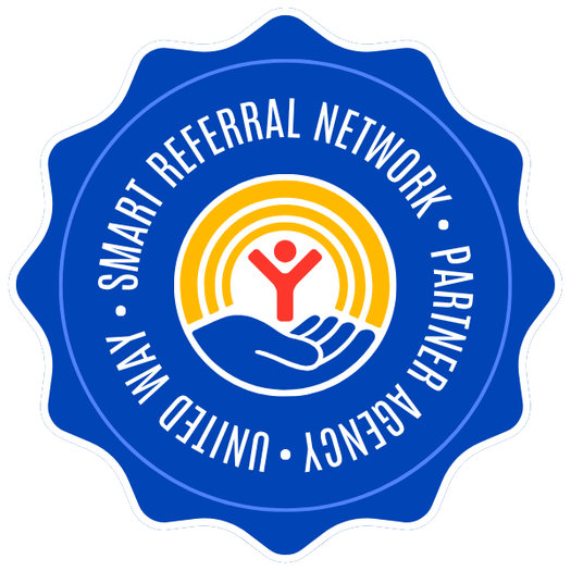Blue graphic of a badge for the Smart Referral Network
