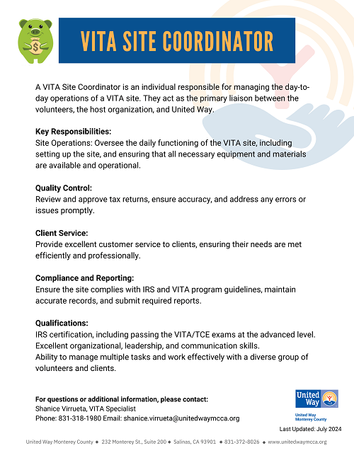 VITA Site Coordinator-English Image