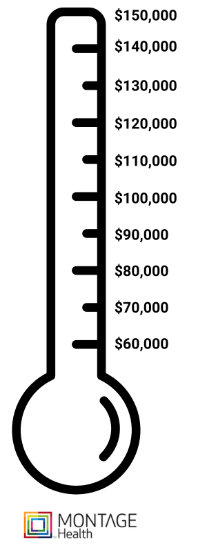 Fundraising Thermometer with a goal of $150,000