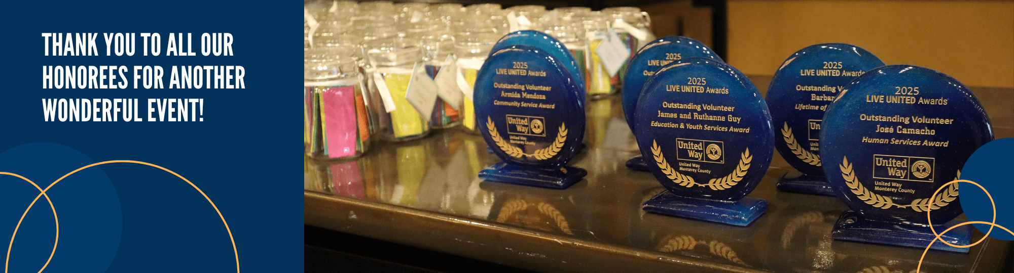 2025 Live United Awards awards on a table